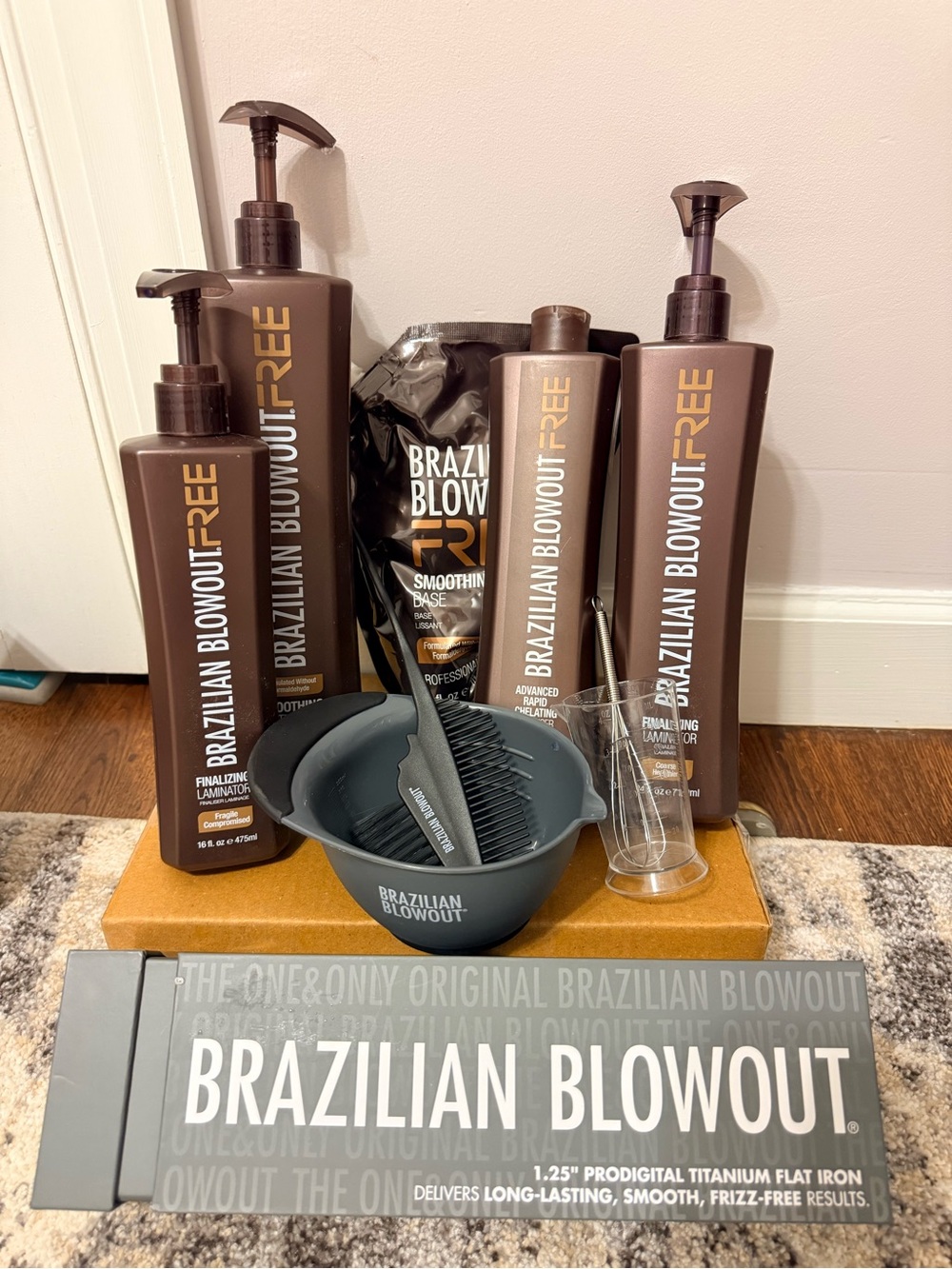 Brazilian Blowout free Professional Hair Treatment Kit — plus Iron and accessory